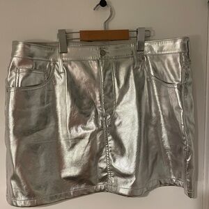 Shiny Silver Mini Skirt
